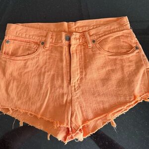 Denim & Supply Ralph Lauren Orange Jean Shorts High-Waisted Frayed
